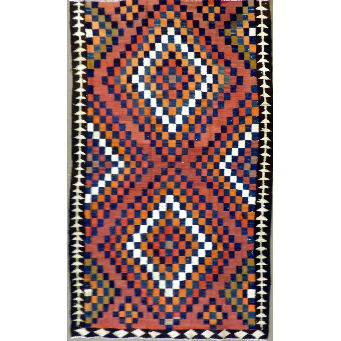 One Of The Kind Authentic Hand-Knotted Sanandaj Vintage Kilim 8'11" X 5'3"